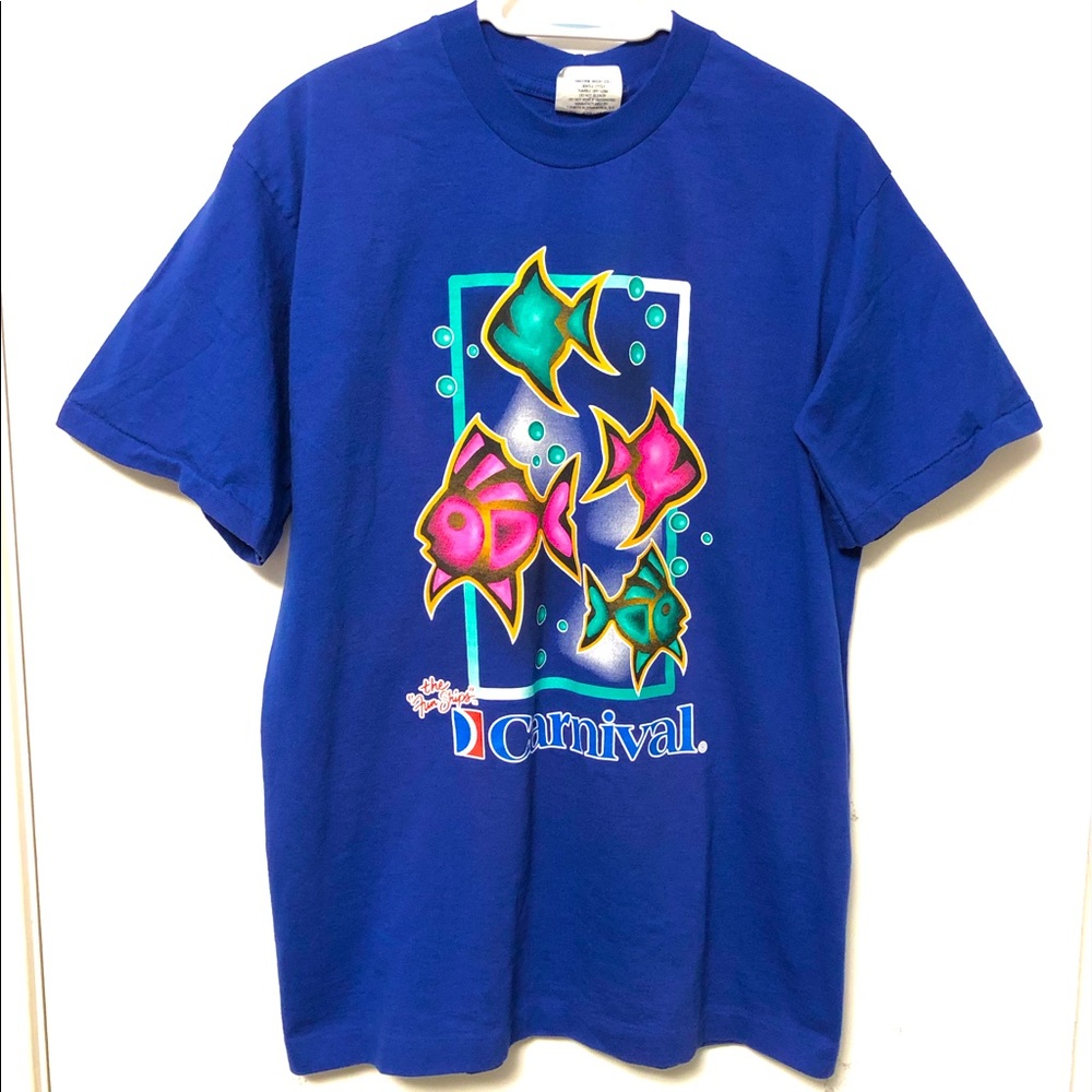 VINTAGE 90s NAUTICAL TROPICAL SOUVENIR SINGLE STITCH CARNIVAL CRUISE TEE T SHIRT